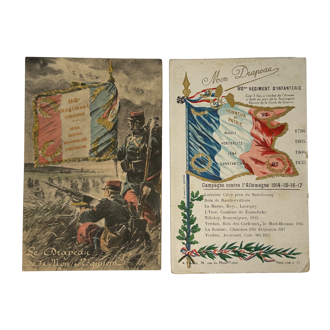 Cartes postales drapeaux & À moi, Auvergne ! - Une histoire illustrée du 92e régiment d'infanterie - Coffret prestige
