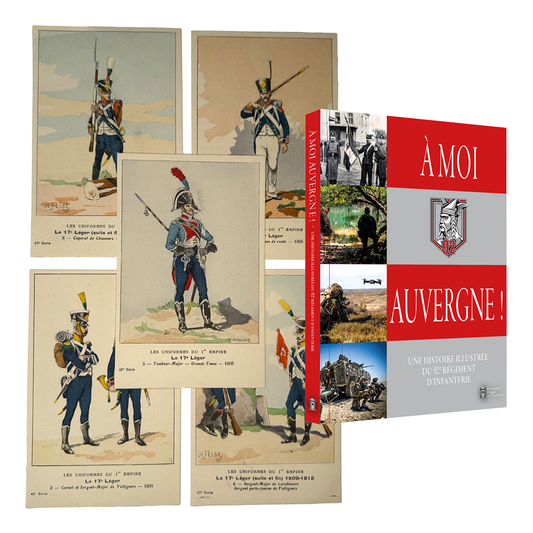 Cartes postales originales d'uniformes & À moi, Auvergne ! - Une histoire illustrée du 92e régiment d'infanterie